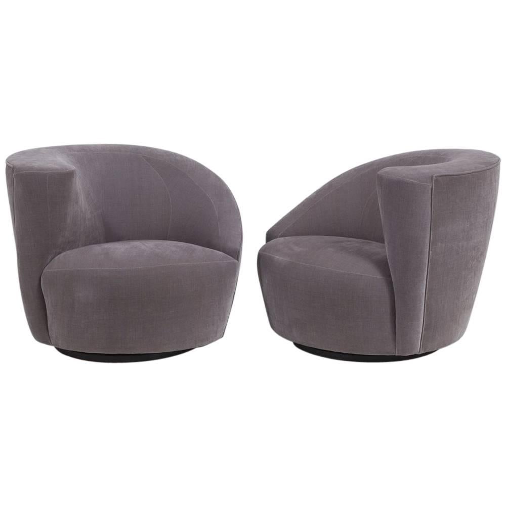 Pair of Vladimir Kagan Designed Nautilus Swivel Chairs, 1990s