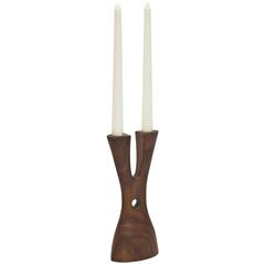Mastodon Candlestick in Oiled Walnut and Brass by Noah Norton for Wooda