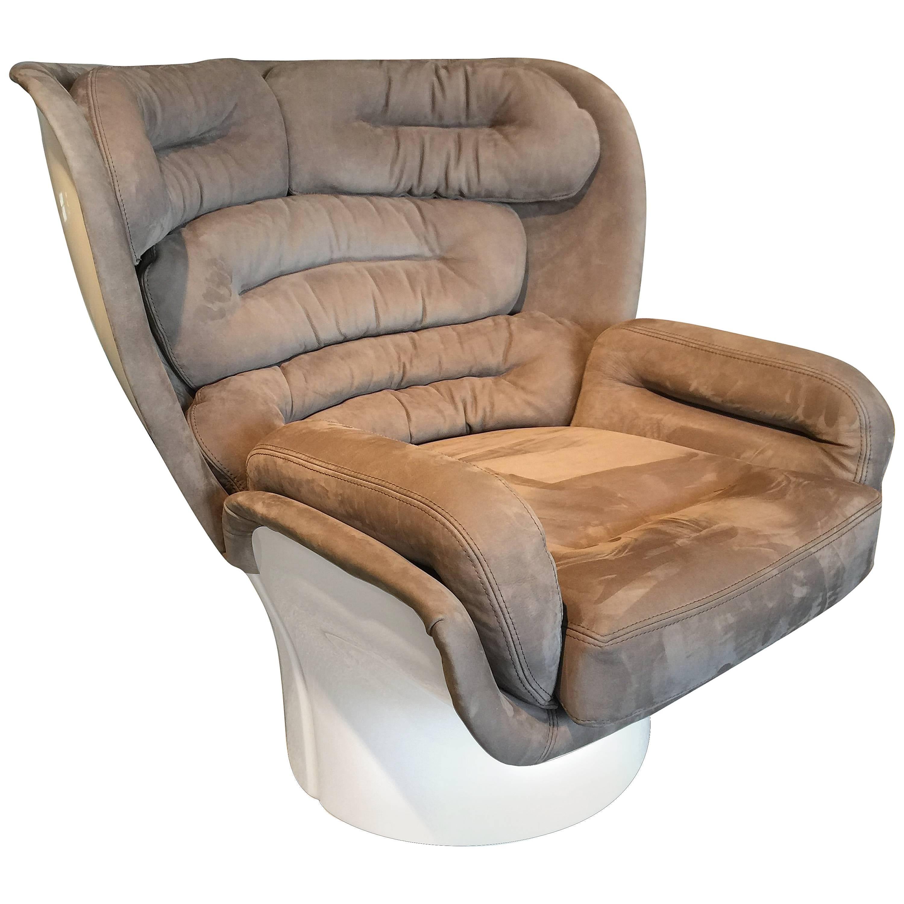Joe Colombo Space Age Elda Lounge Chair Fiberglass Nabuk