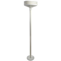 Louvered White Enamel Torchiere Floor Lamp Attributed to Lightolier