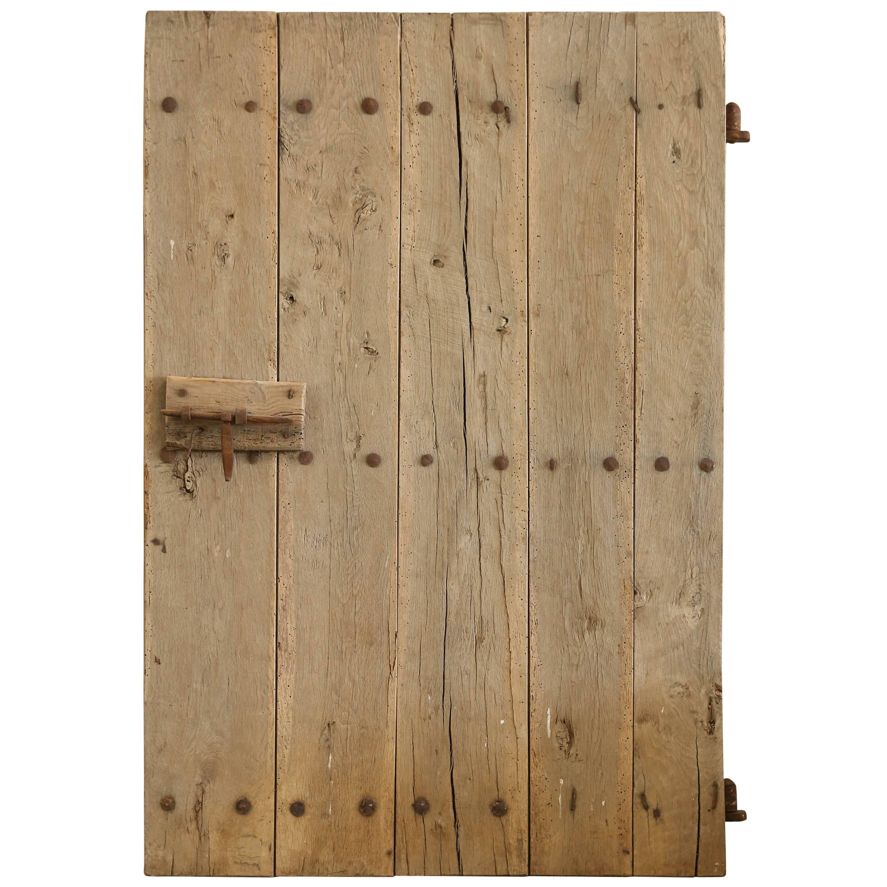 18th Century or Earlier Chestnut Spanish Door with Original Iron Hardware