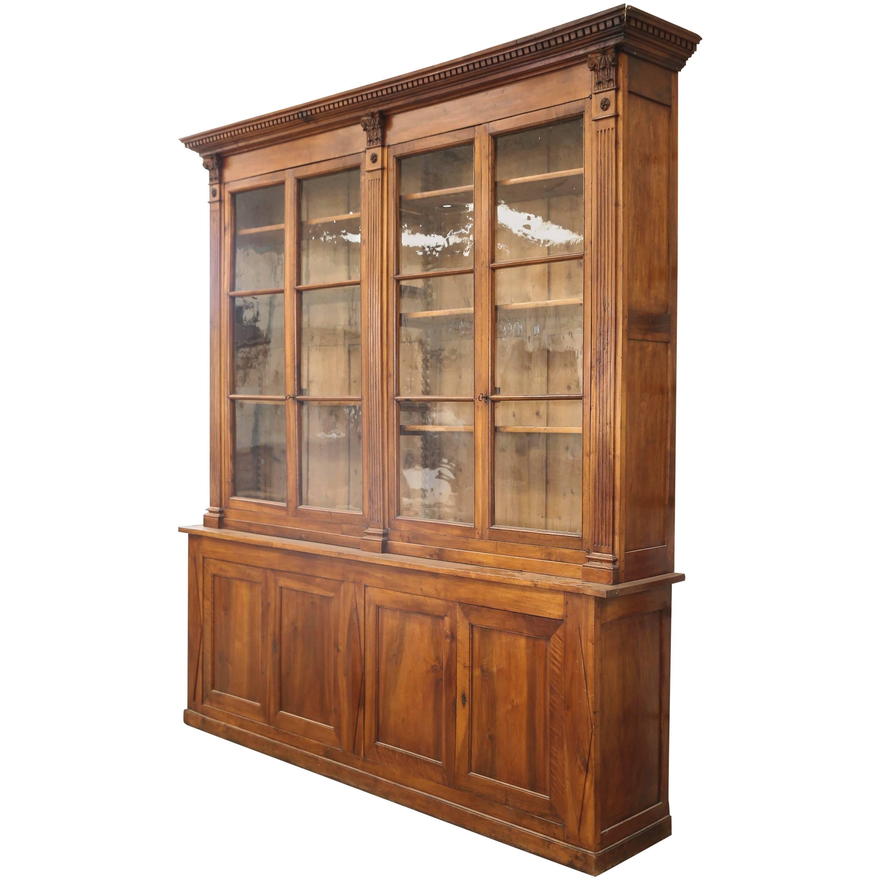 19th Century Directoire Period Walnut Bookcase Cabinet