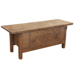 18th Century Chestnut Single Board Coffee Table from Catalonia Spain