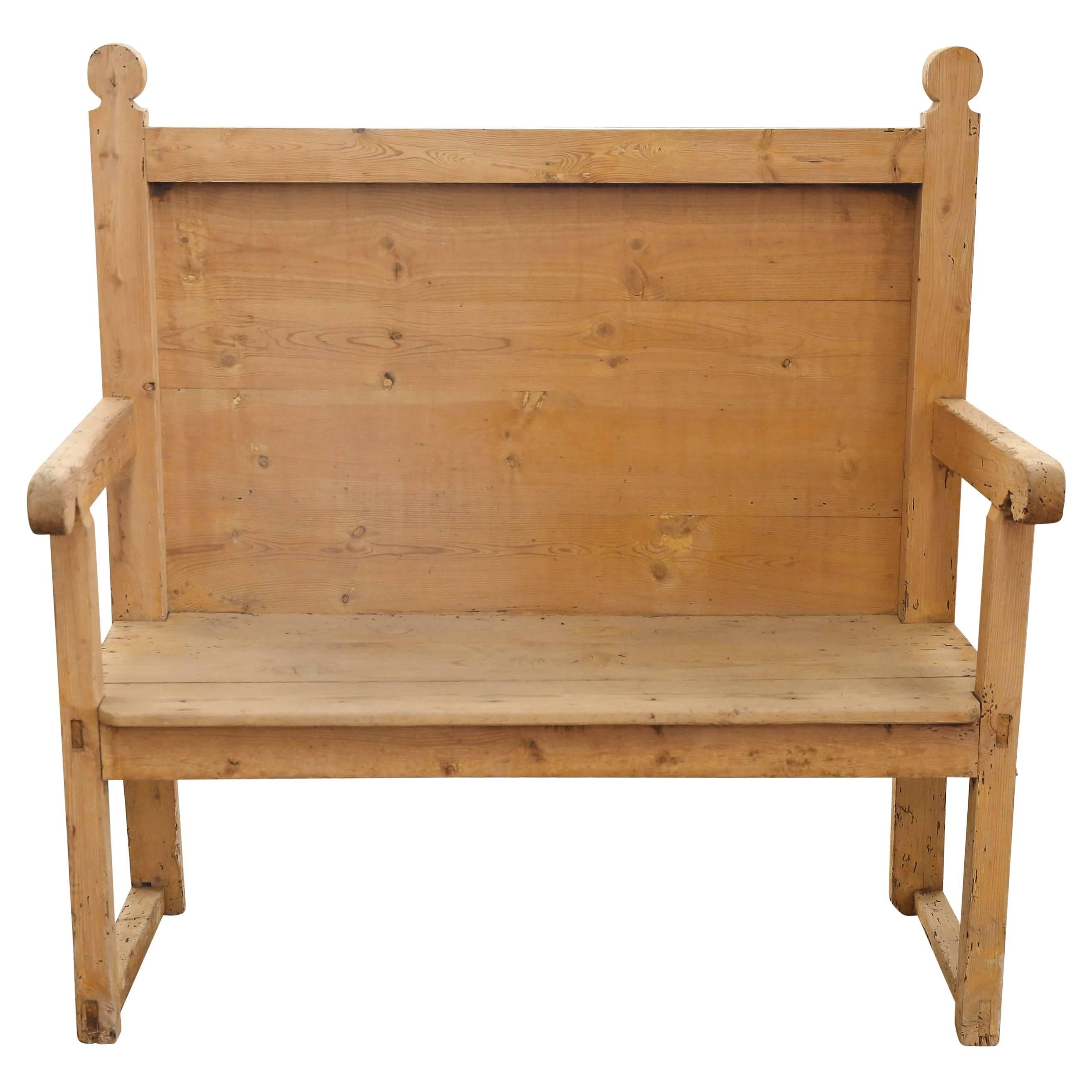 19th Century Pine Bench from Spain For Sale