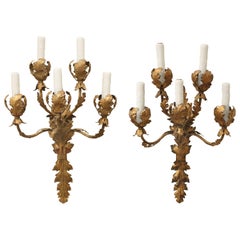 Italian Five-Arm Gilted Tole Sconces