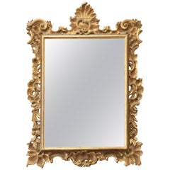 Early Italian 19th Century Wood Carved Gold Gilt Mirror
