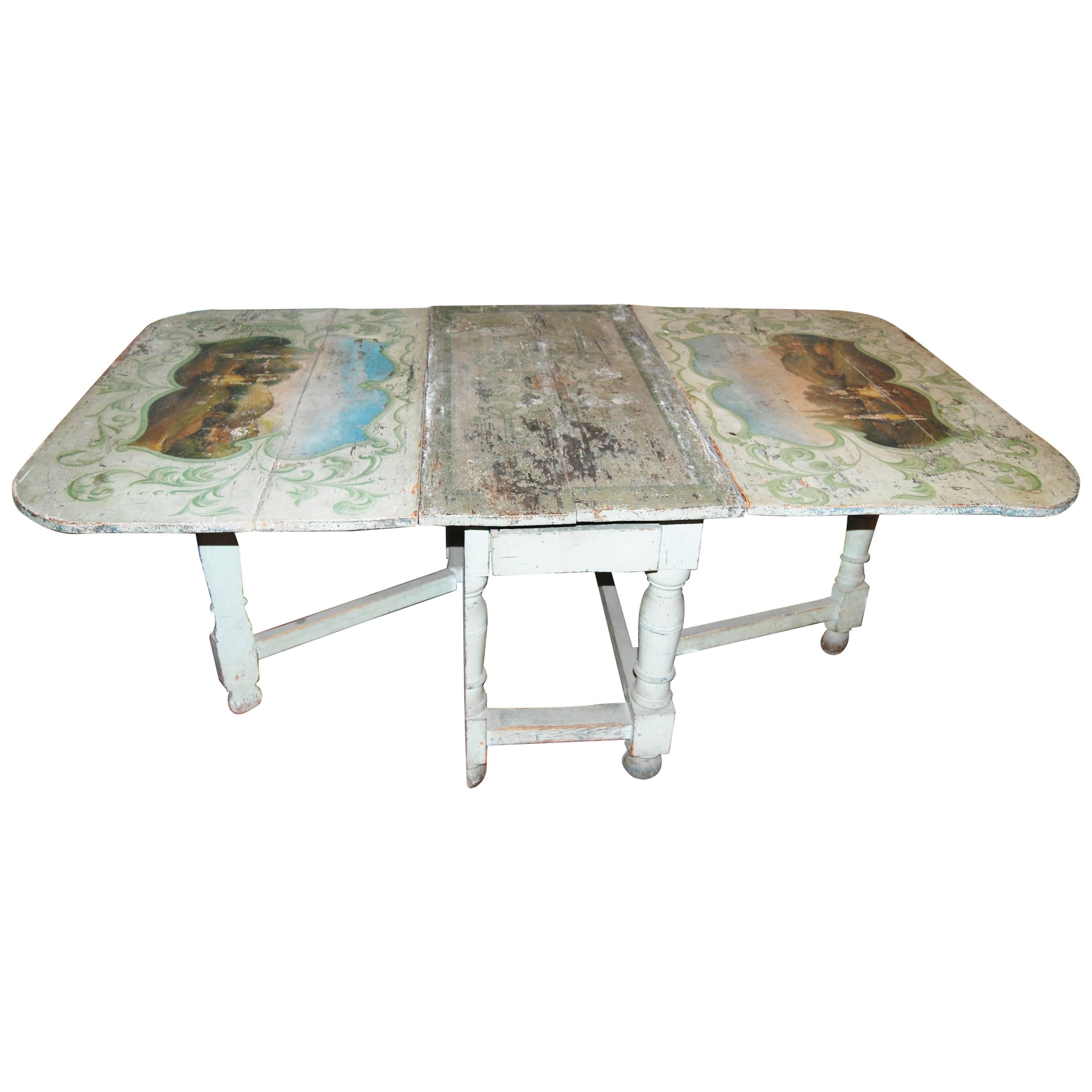 18th century Painted French Gateleg Table For Sale
