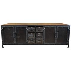 Six-Drawer 1950 Iron Factory Workbench Industrial Cabinet