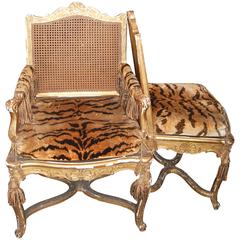 Set of 12 19th Century Giltwood and Cane Dining Chairs 1