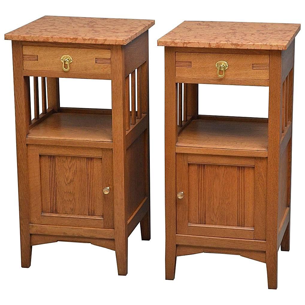 Arts and Crafts Pair of Bedside Cabinets