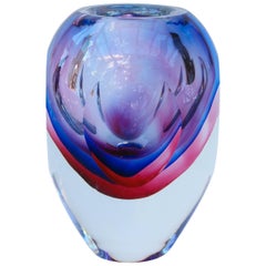Stunning Vintage Italian Faceted Murano Glass Vase attributed to Luigi Onesto