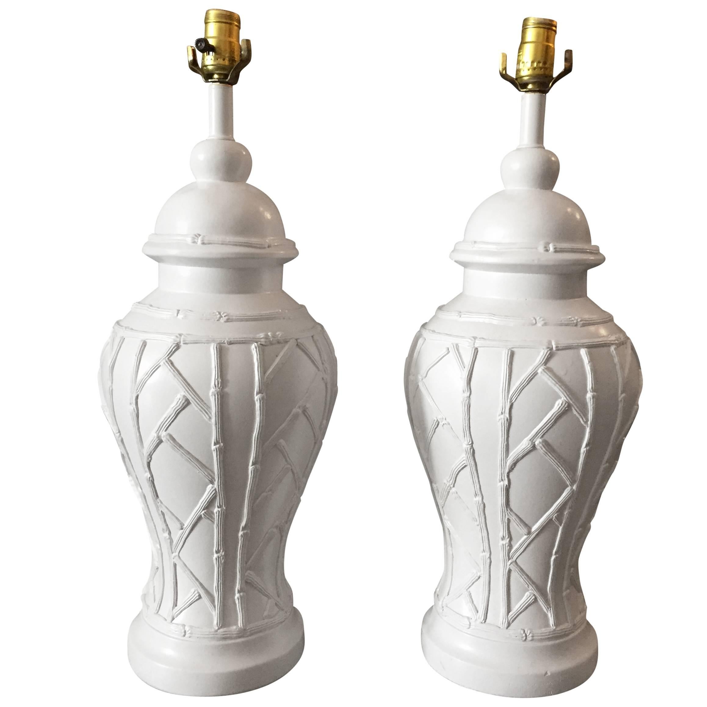 20th Century Faux Ceramic Bamboo Table Lamps