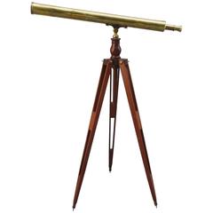 Antique Late 19th Century French E.Vion Paris Brass and Mahogany Telescope