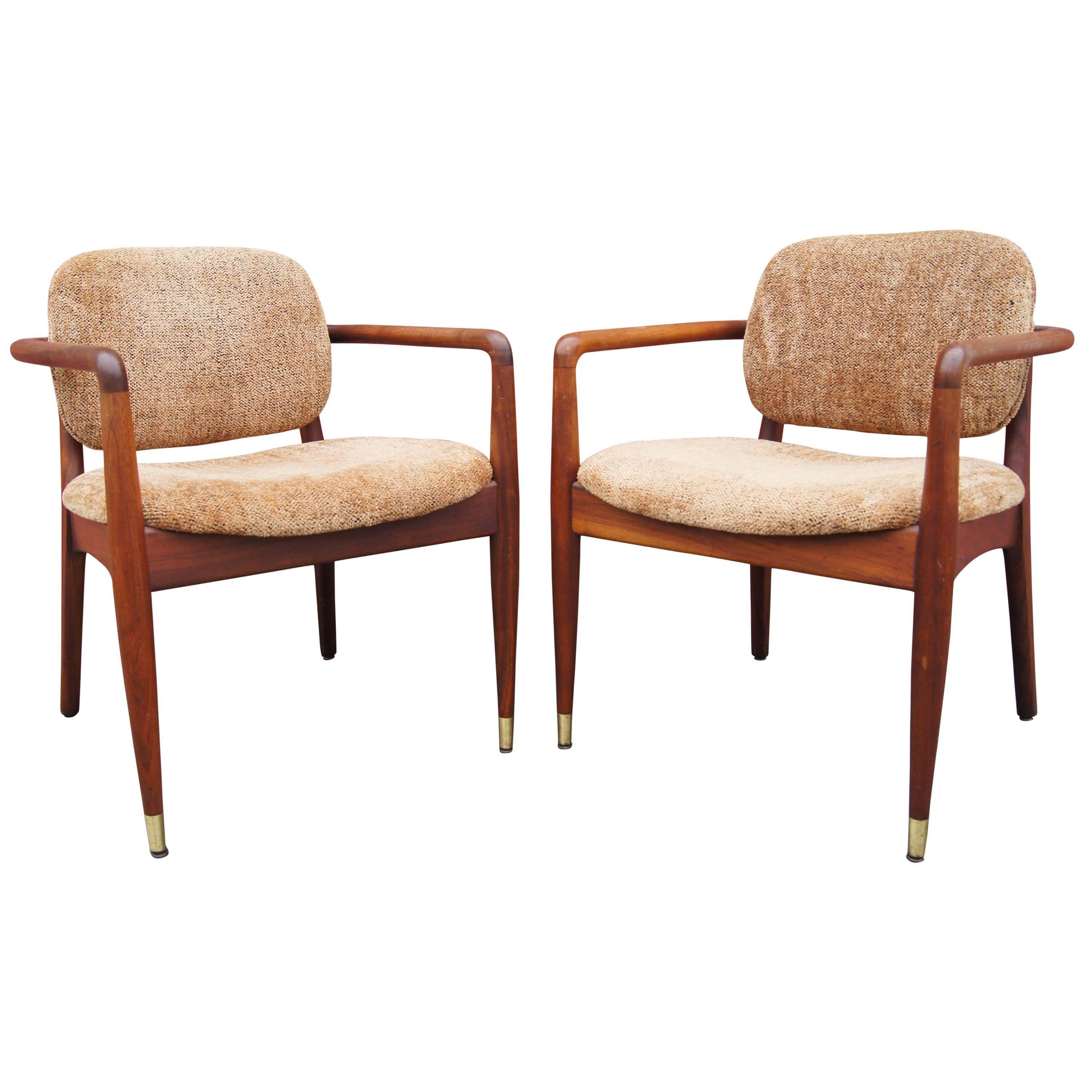 American Mid-Century Walnut Armchairs For Sale