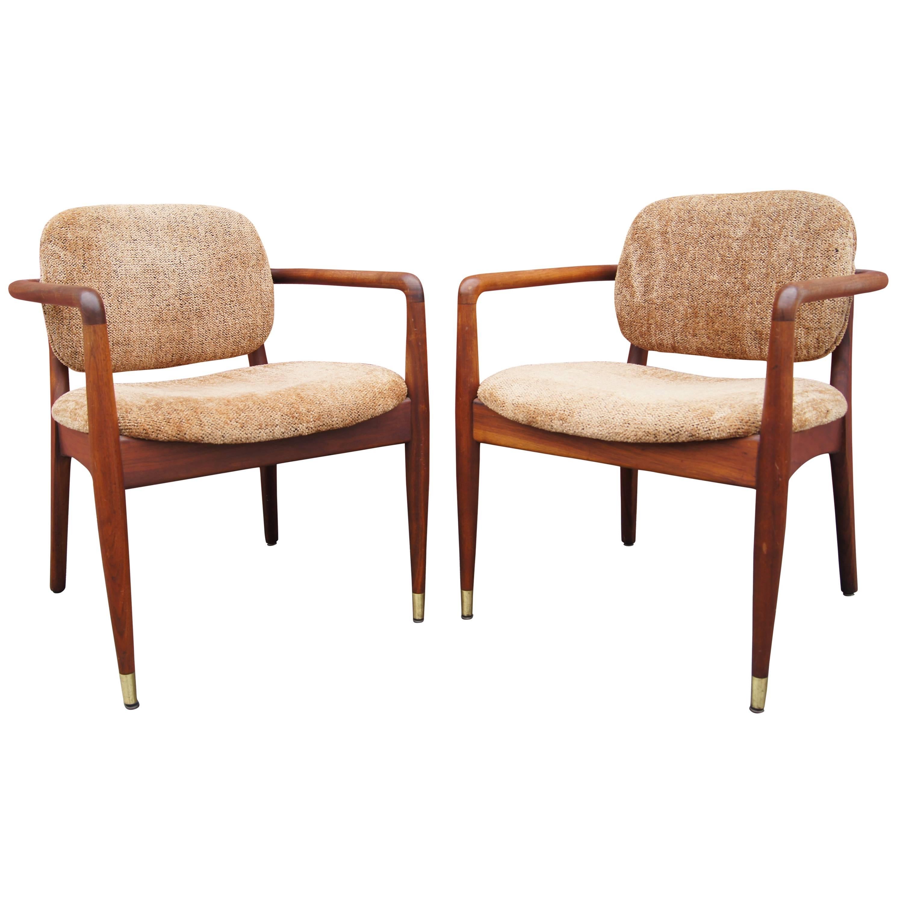 American Mid-Century Walnut Armchairs