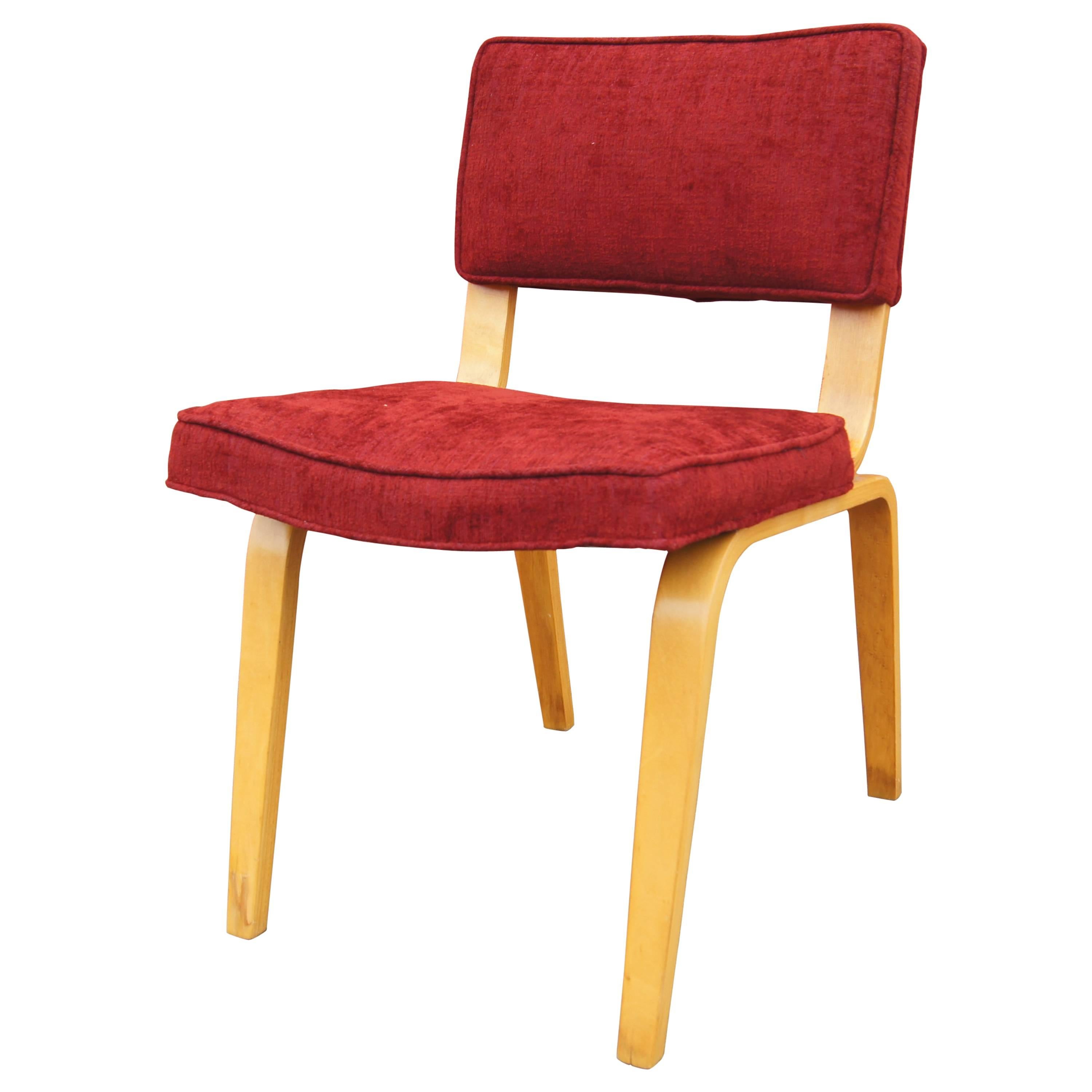 Mid-Century Upholstered Bentwood Side Chair by Thonet