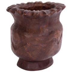 Wood Carved Poppy Seed Pod Planter 12