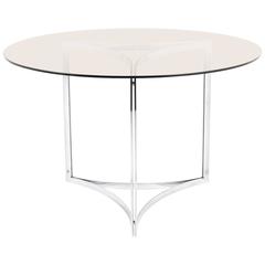 Round French Dining Table with Smoked Glass, circa 1960