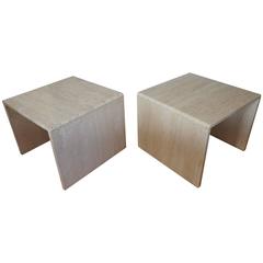 Great Pair of Mid-Century Art Deco Style Travertine End Tables or Bedside Tables