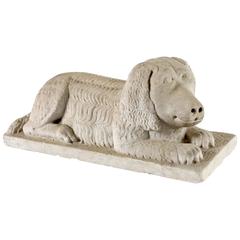 Carved Marble Figure of a Reclining Dog