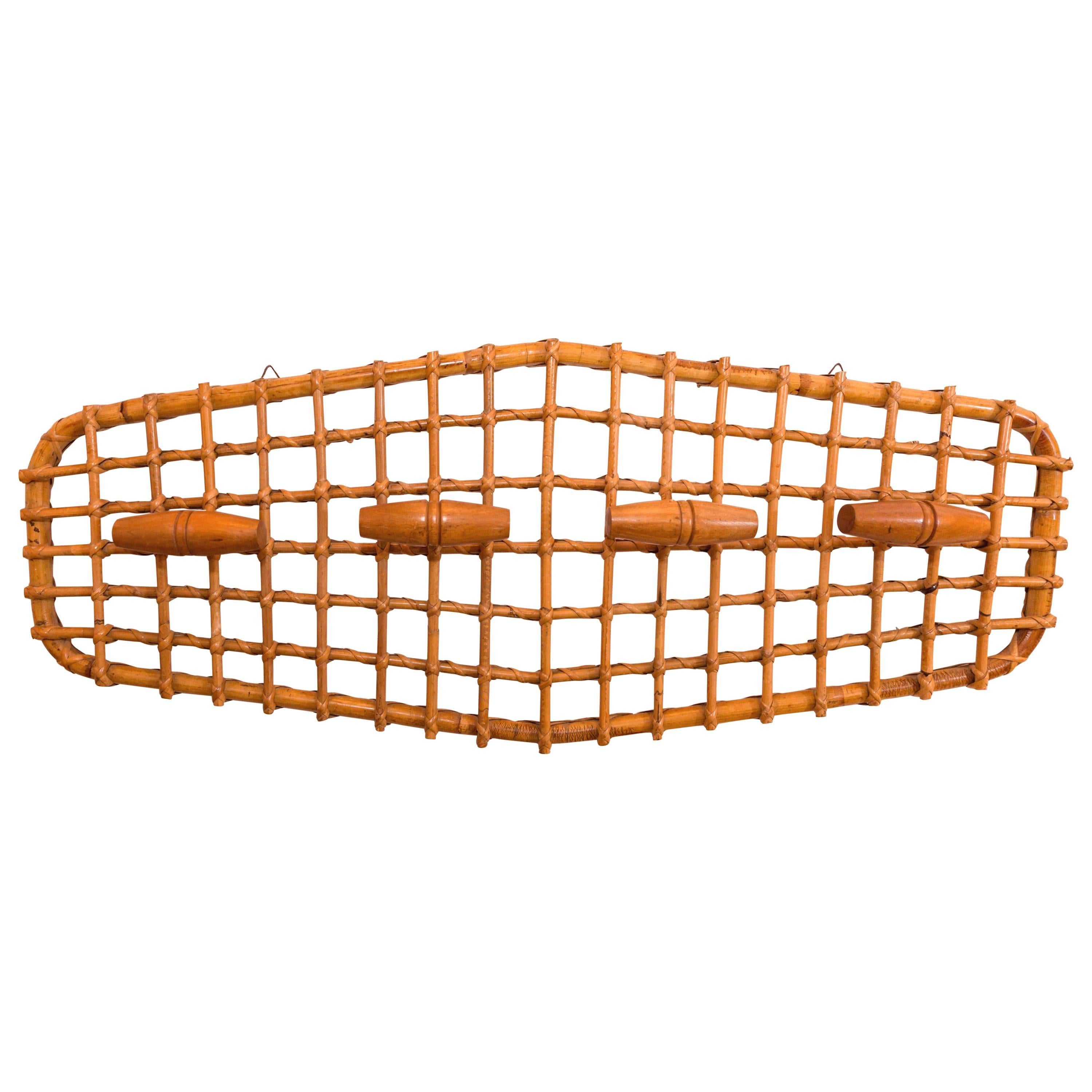 Woven Bamboo Four Hook Rack