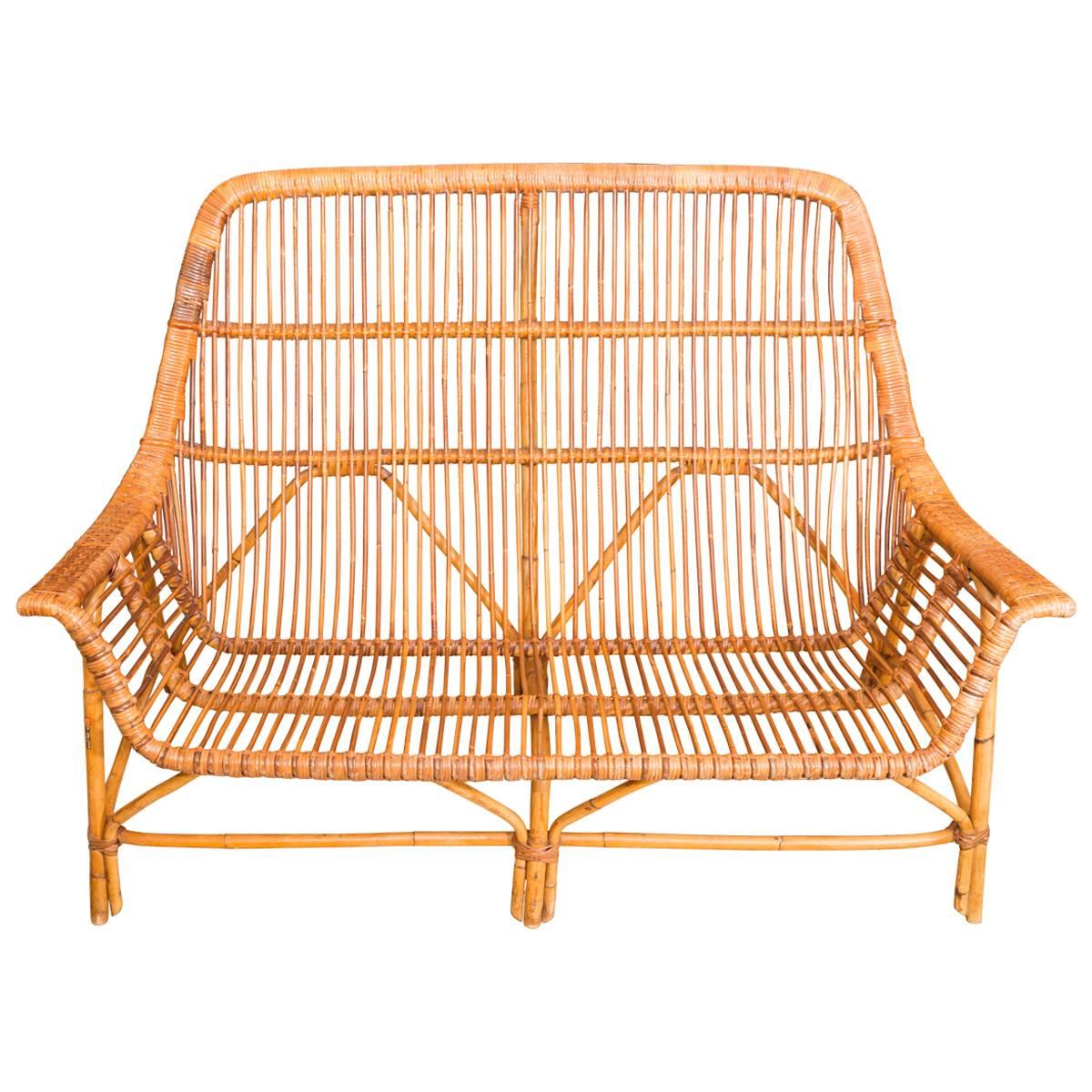 Rattan Arm Bench For Sale