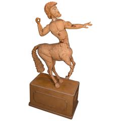 Centaur Sculpture of Cork and Nails on Pedestal by Janine Janet