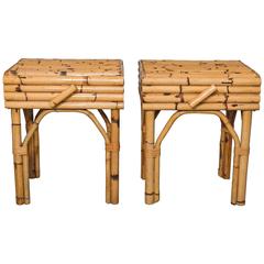 Pair of Bamboo Single Drawer Side Tables 11