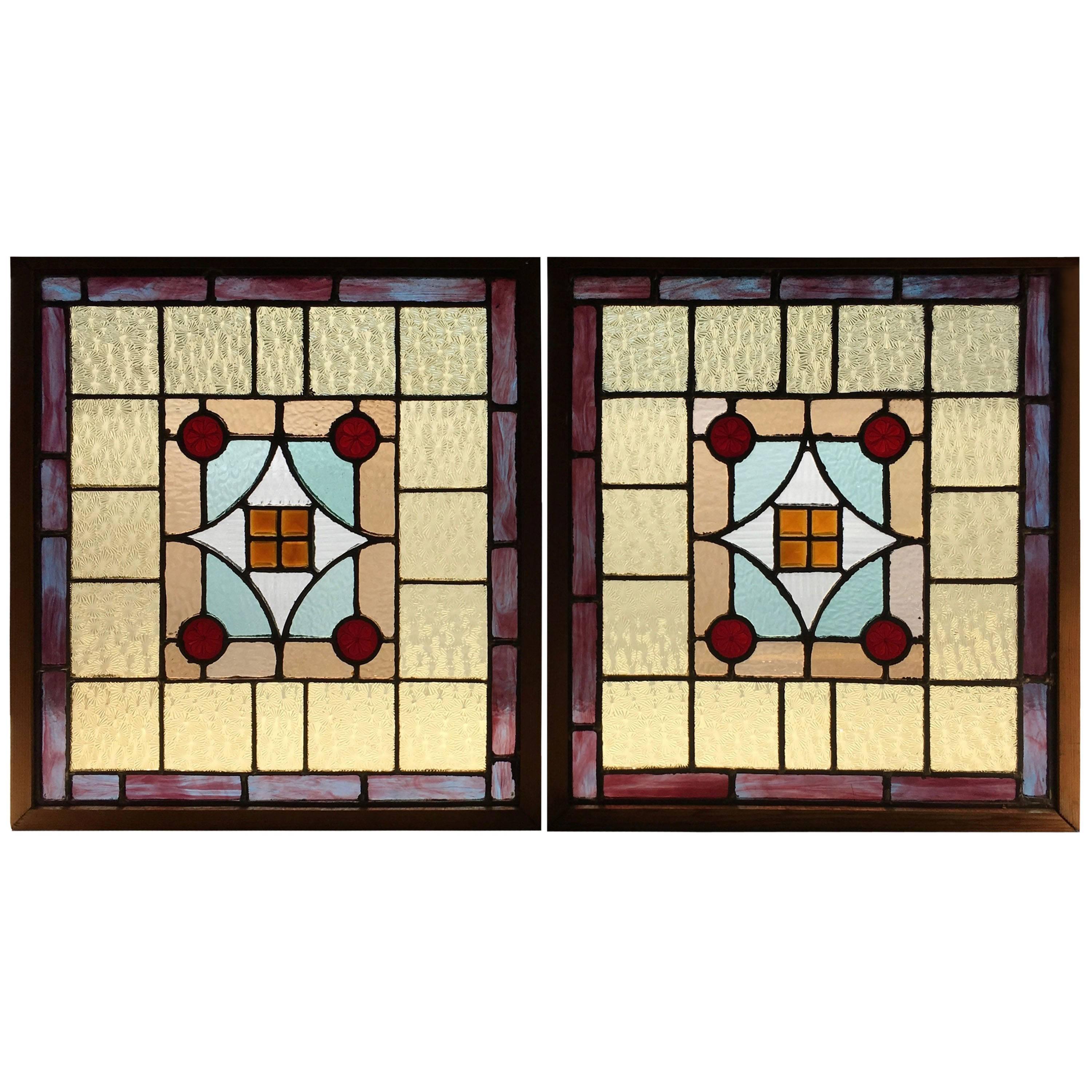 Pair of Stained Glass Windows at 1stDibs