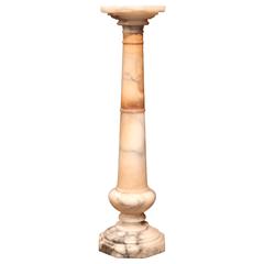 Tall 19th Century French Carved Marble Pedestal with Swivel Top