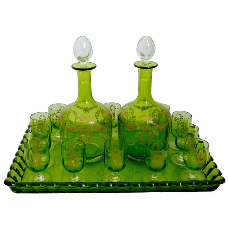 decree glasses Green Gold Liquor or Baccarat Chartreuse Rare Crystal 1900
