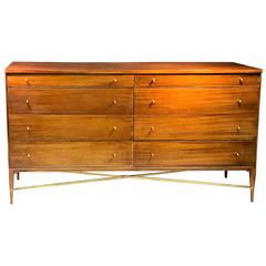 Exceptional Mid-Century Paul McCobb Brass X-Base Design Dresser