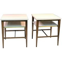 Great Pair of Modernist Paul McCobb Laminate and Wood Tables