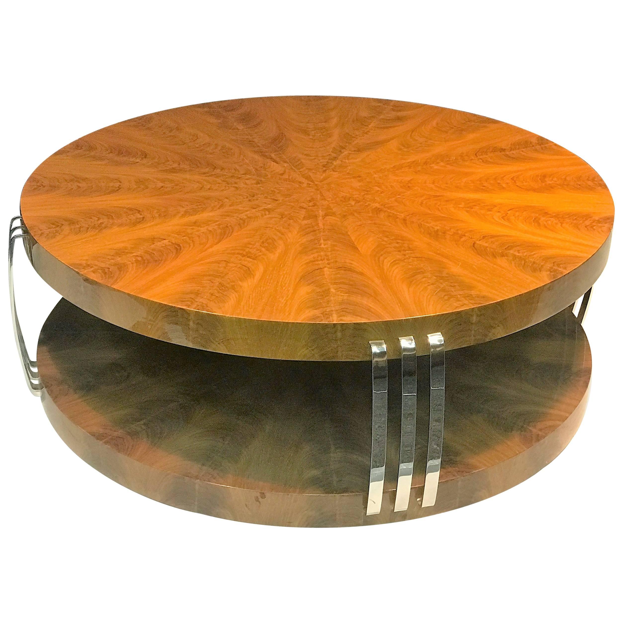 Impressive Art Deco Style Burled Wood Coffee Table in the Style of Springer For Sale
