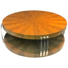 Vintage Impressive Art Deco Style Burled Wood Coffee Table in the Style of Springer