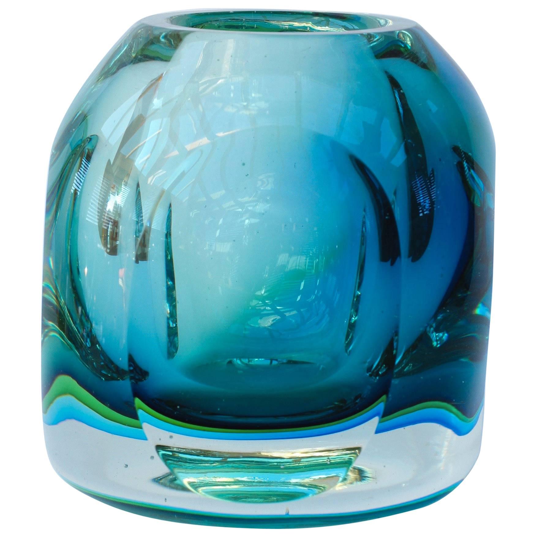 Stunning Mid-Century Italian Faceted Murano Glass Vase by Flavio Poli for Seguso