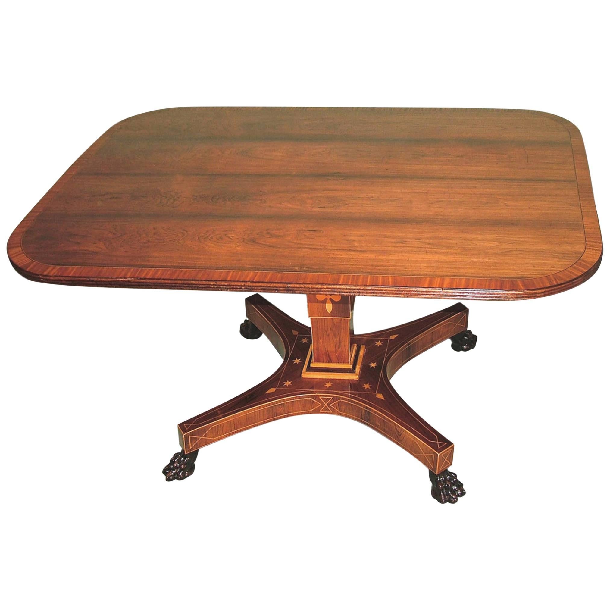 Regency period rosewood breakfast table with rectangular top For Sale