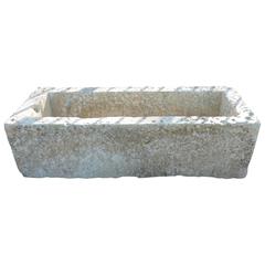 Antique 19th Century Medium-Sized French Hand-Carved Limestone Trough