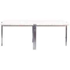 Poul Kjaerholm Pk65 Coffee Table White Flint Rolled Marble, Signed 1