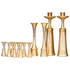 Jens Harald Quistgaard Small Candleholders Brass 8 Pieces Dansk Design Int. 1960