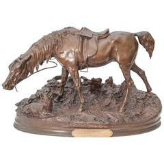 Large and Important Bronze of a Hunting Horse, by Pierre-Jules Mene