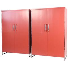1930s Lacquered Pair of Modernist Wardrobes Prague