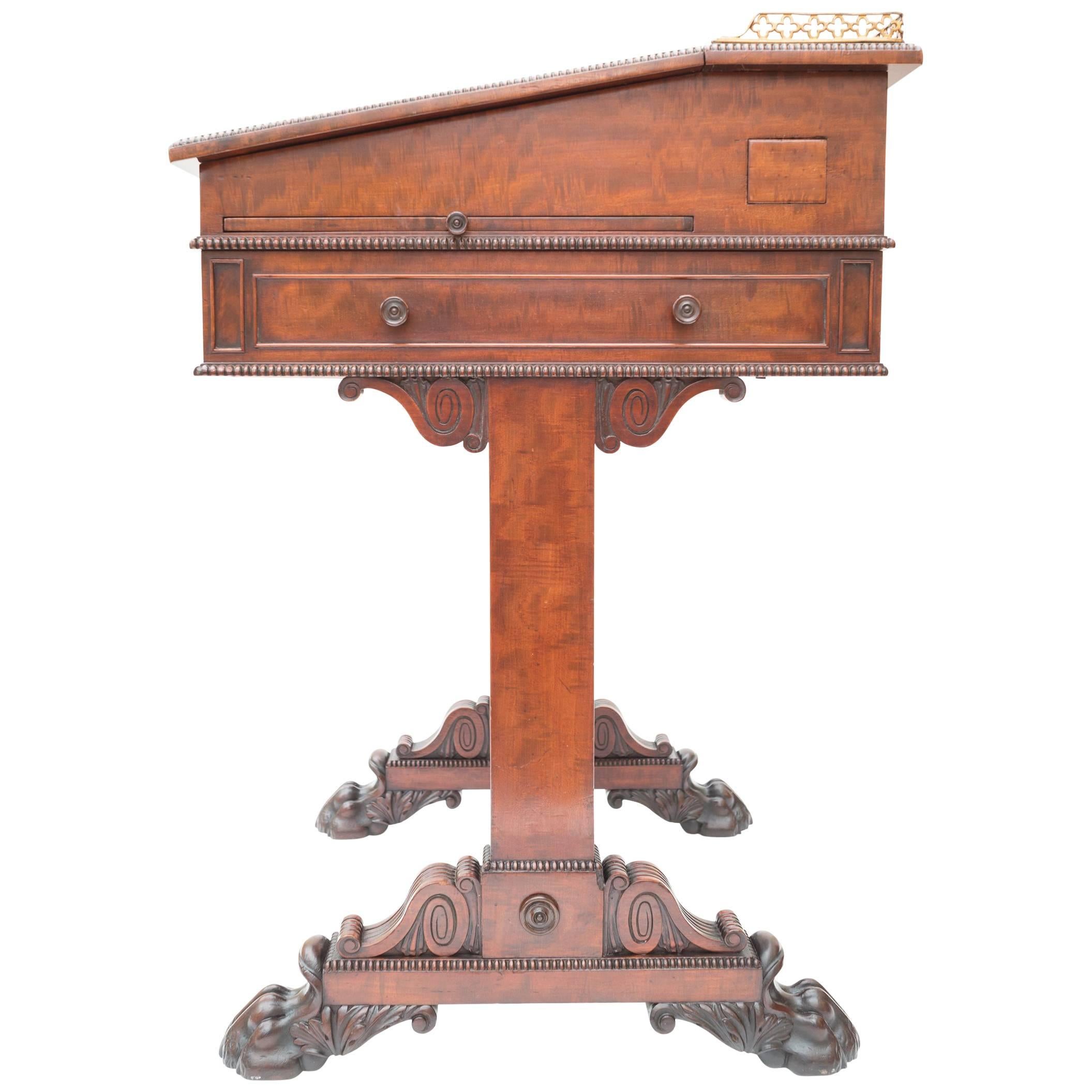 19th Century Mahogany Davenport Attributed Gillows Pedestal Writing Desk For Sale