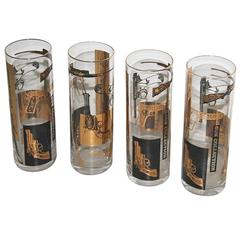 Set of Whisky Glasses, 1950 Guns Attributed to Fornasetti