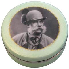 Austrian Silver Mint Green Enamel Box, Emperor Franz Joseph