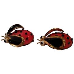 Retro Pair of Pins "Ladybugs" Italian from 1970s