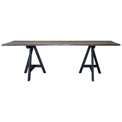 Custom Trestle Table Walnut and Oak, Side Table or Desk