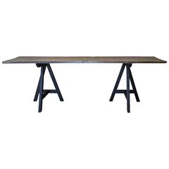Custom Trestle Table Walnut and Oak, Side Table or Desk 11