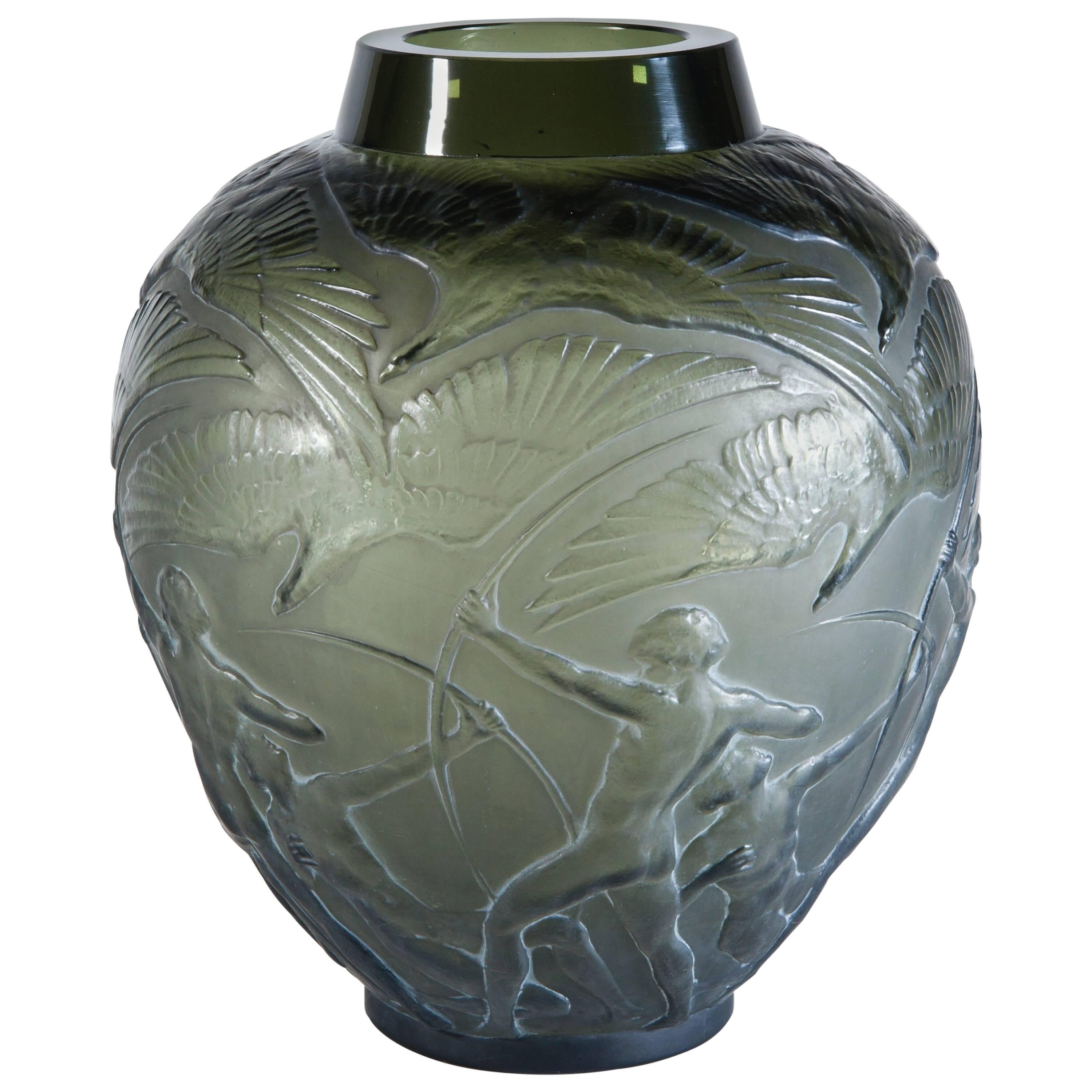 Art Deco Glass Vase 'Archers' Designed by René Lalique, 1922