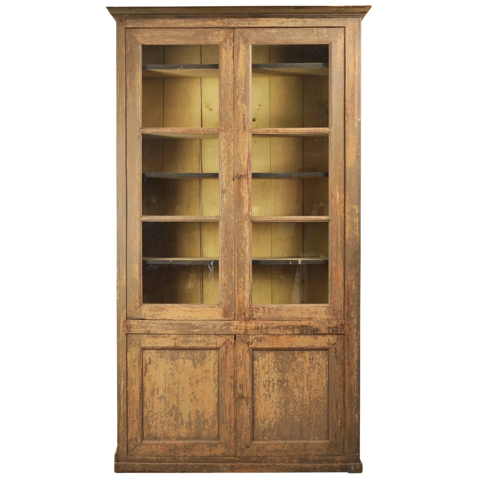 19th Century Antique Painted French Bookcase For Sale